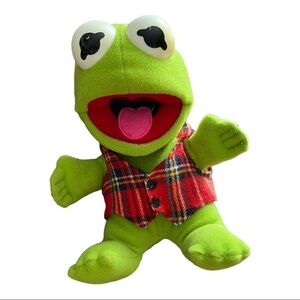 Kermit Baby‎ Frog Plaid Vest Plush Soft Adorable Cuddly Stuffed Animal Green 7”